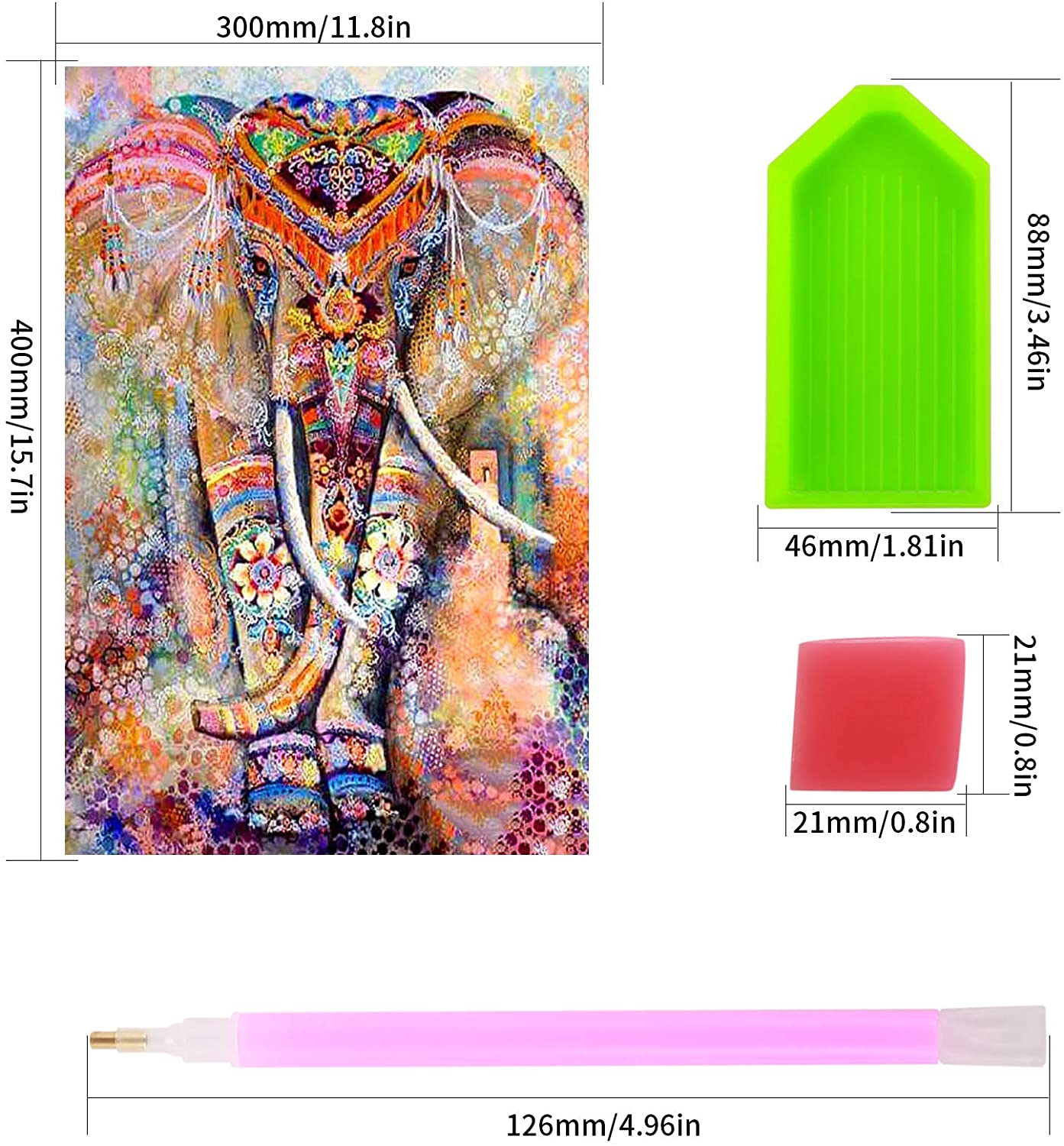 5D Diamond Paint Kit, Elephant DIY Crystal Embroidery Painting, Full Drill Diamond Cross Stitch Painting, Colorful Paintings Pictures Art Craft for Home, Wall Decoration Brand: yyazyhc