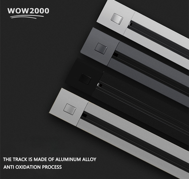 Modern track power socket with multiple outlets and USB ports, providing flexible and efficient power management for homes and offices, mounted on a sleek aluminum track for organized connectivity