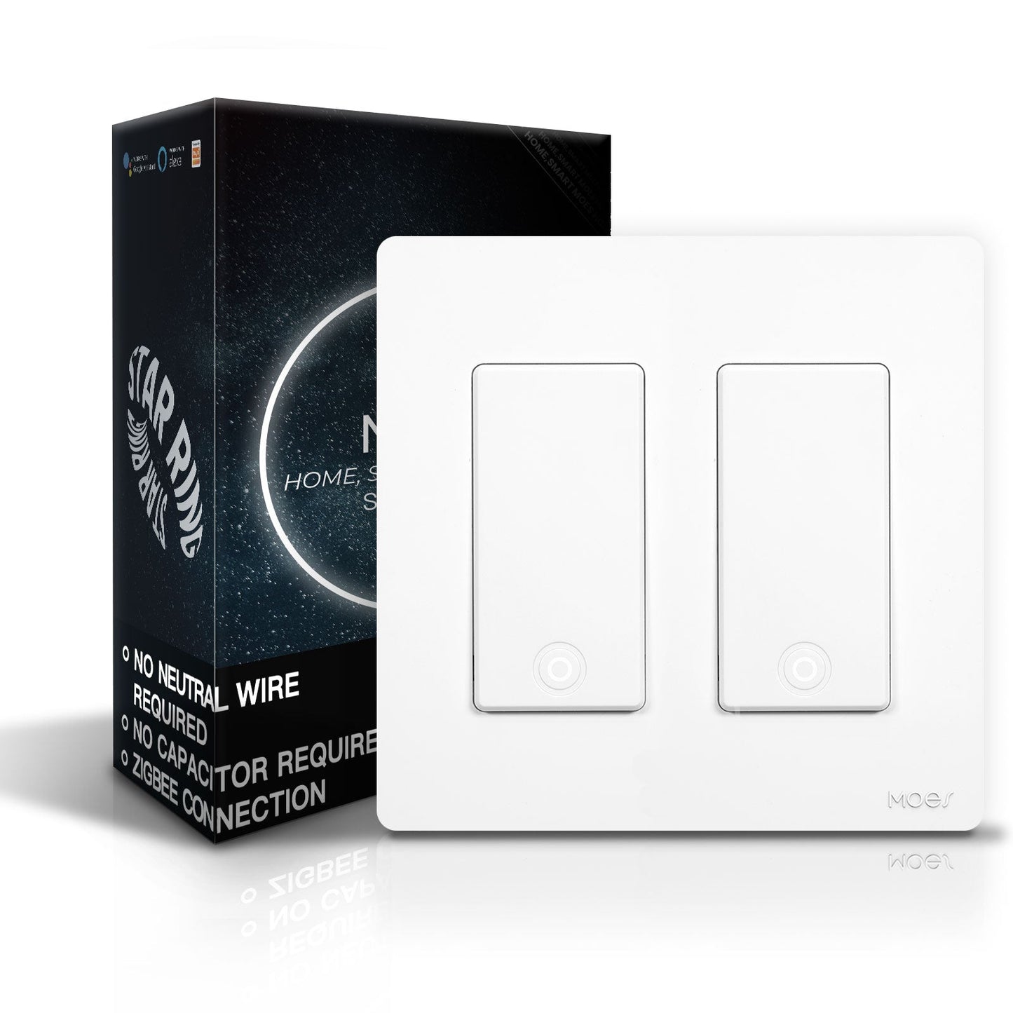 MOES Star Ring ZigBee Smart Light Switch Single Pole, No Neutral Required, No Capacitor wow smart